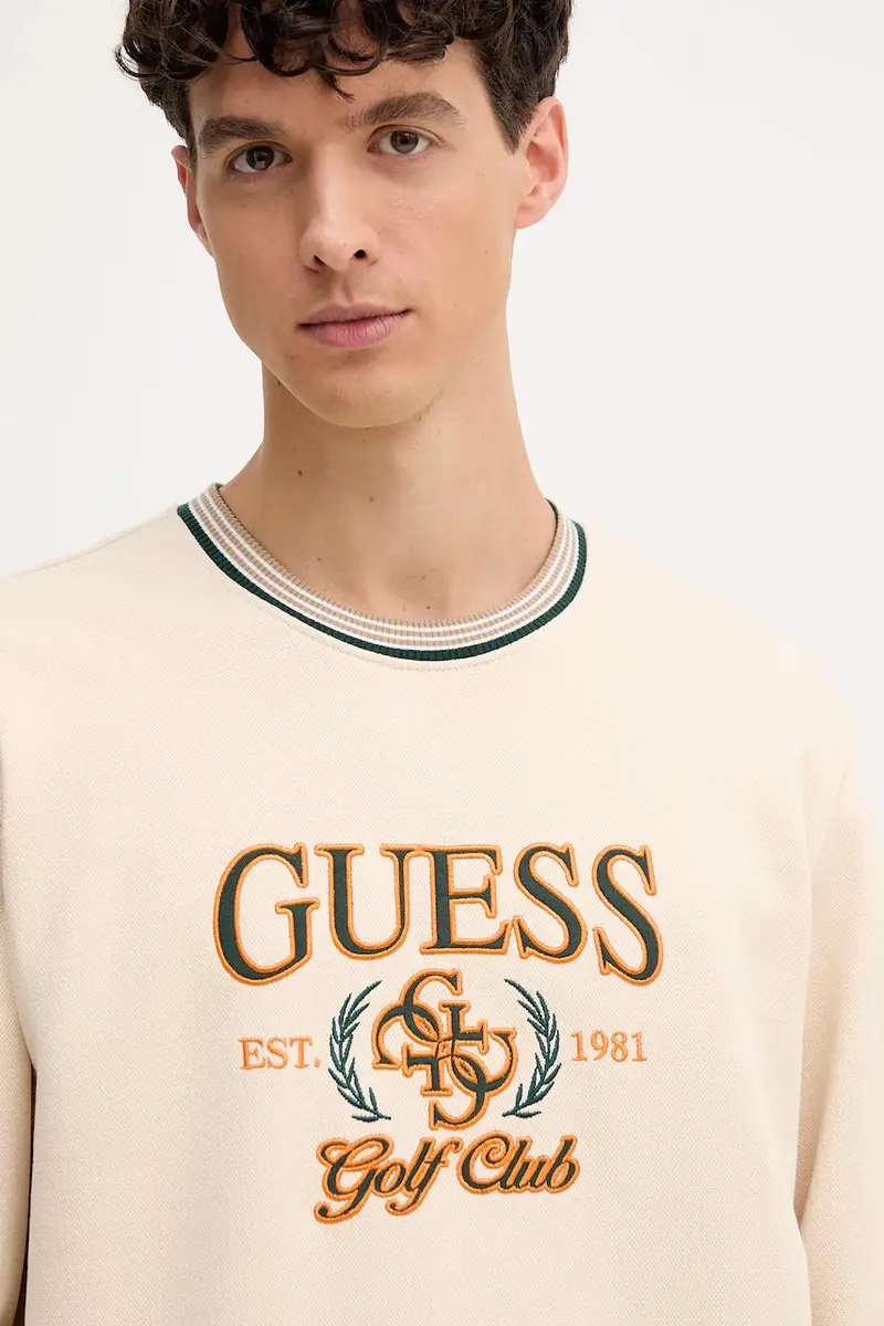 felpa uomo colore beige con applicazione M5YQ12 KCXW1 miniatura 3