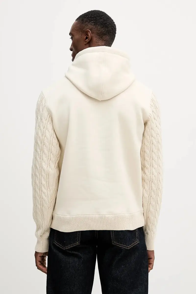 felpa uomo colore beige con cappuccio M5BQ15 K0981 miniatura 3