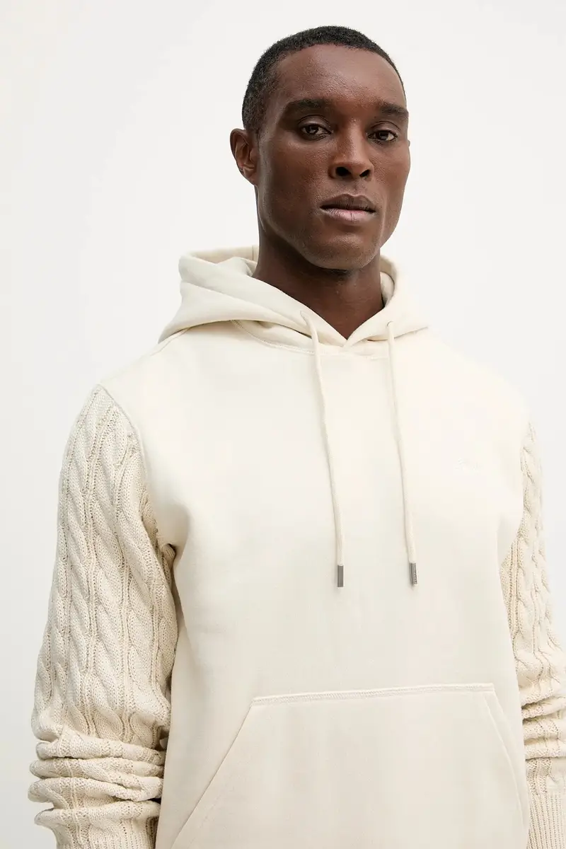 felpa uomo colore beige con cappuccio M5BQ15 K0981 miniatura 4