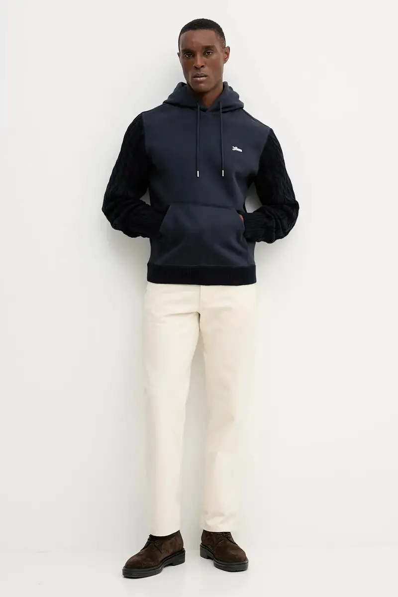 felpa uomo colore blu navy con cappuccio M5BQ15 K0981 miniatura 2