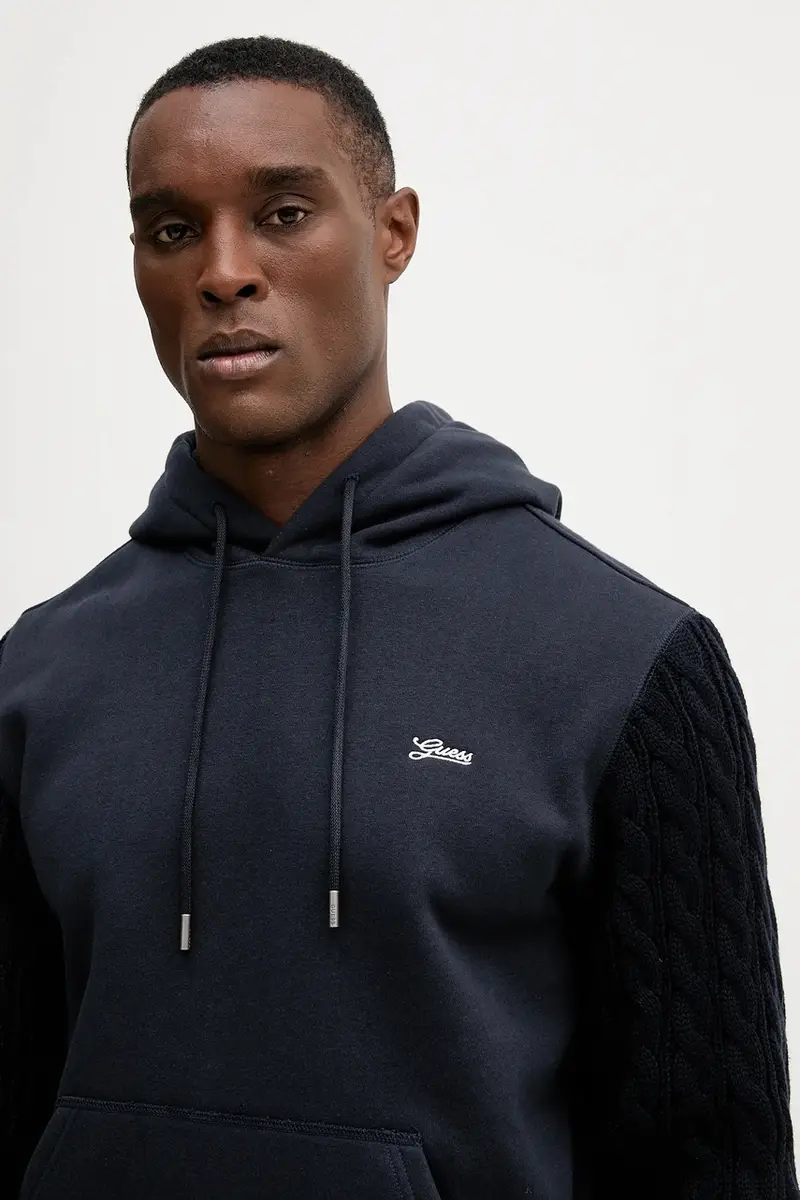 felpa uomo colore blu navy con cappuccio M5BQ15 K0981 miniatura 4