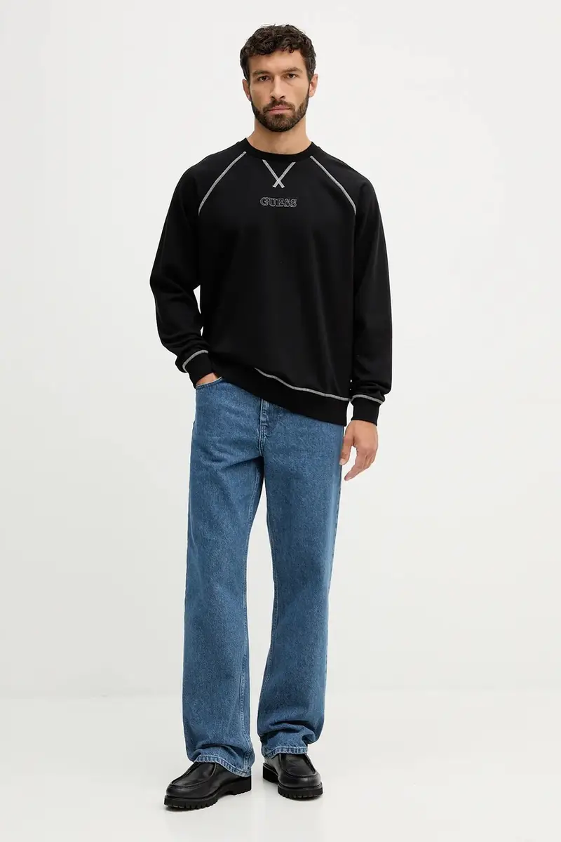 felpa uomo colore nero con applicazione U5RQ00 KCO31 miniatura 2