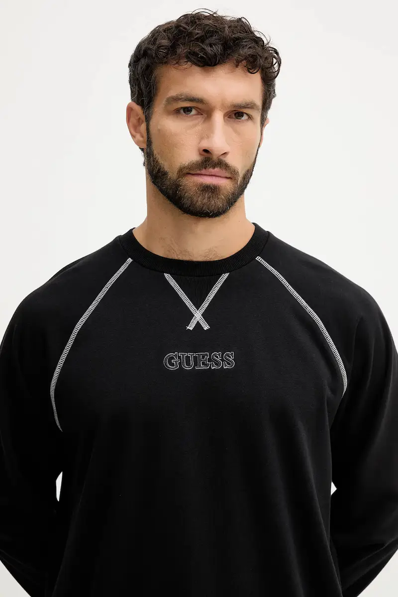 felpa uomo colore nero con applicazione U5RQ00 KCO31 miniatura 4