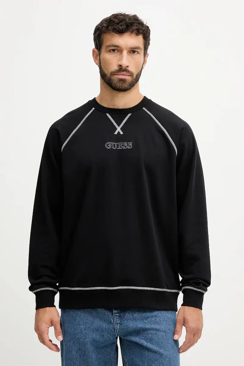 felpa uomo colore nero con applicazione U5RQ00 KCO31