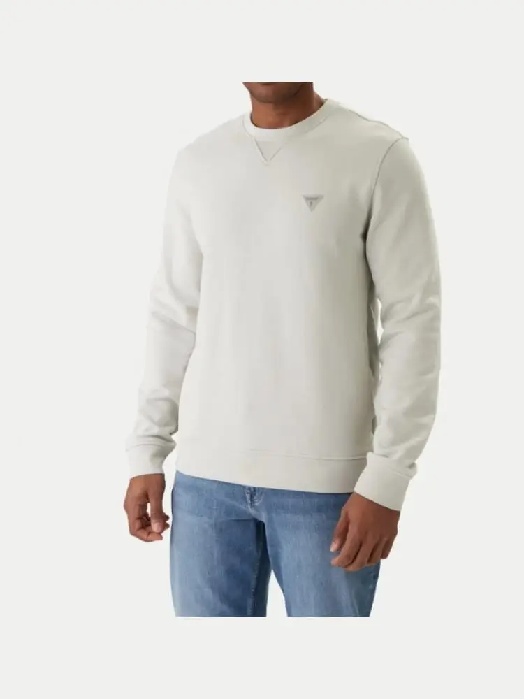 felpa uomo girocollo grigia con patch logo regular fit