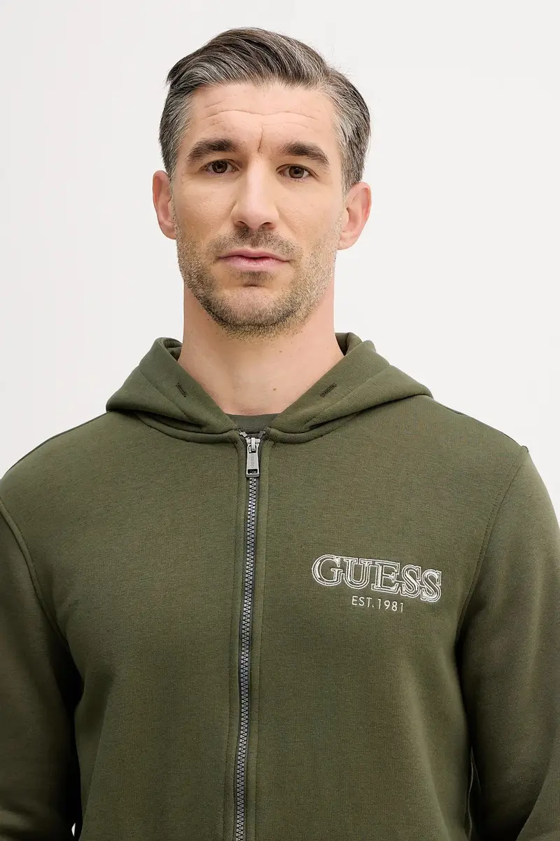 Guess Maglia verde uomo con zip miniatura 4