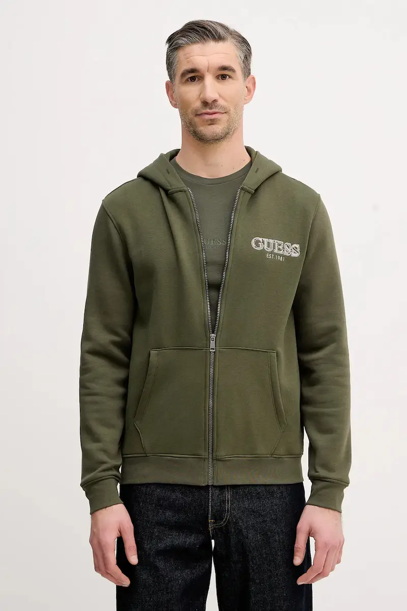 Guess Maglia verde uomo con zip