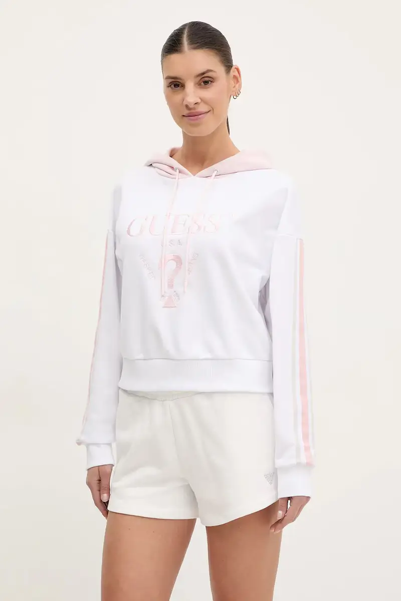 felpa YARROW donna colore bianco con cappuccio con applicazione V5GQ17 KCRT1