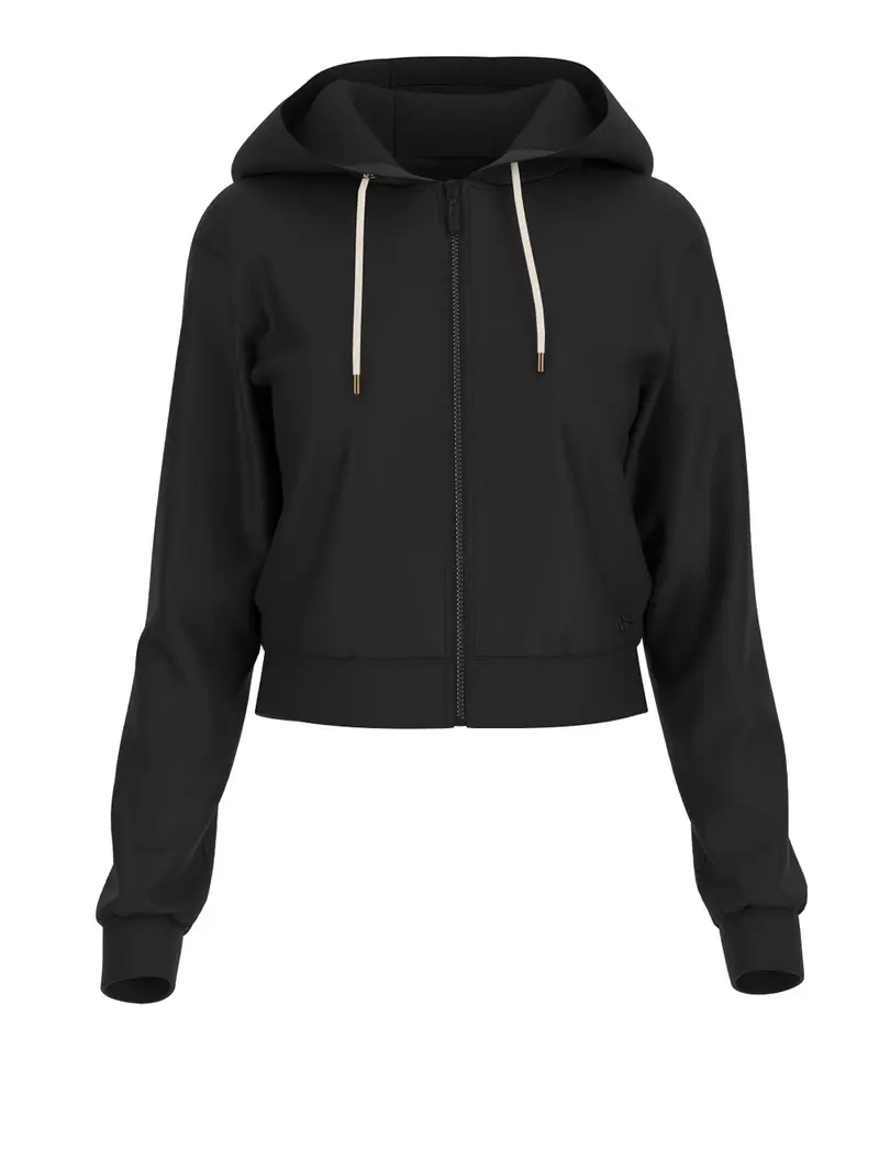 felpa zip guess 3d peony da donna - nero