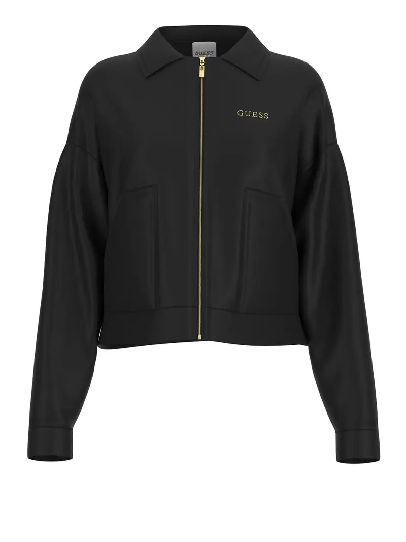 felpa zip guess carla crop da donna - nero