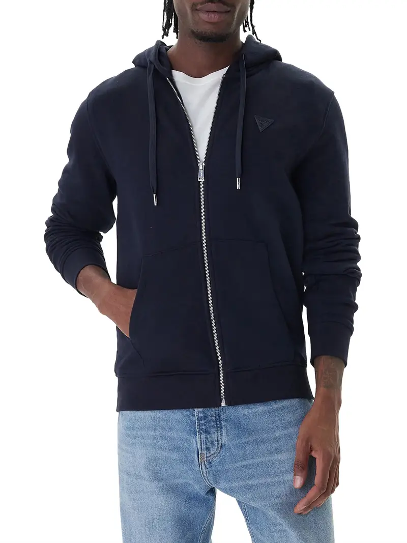 felpa zip guess da uomo - blu