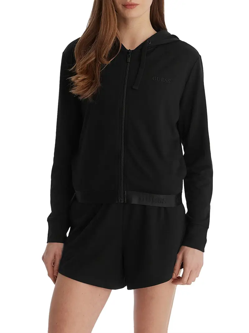 felpa zip guess junie da donna - nero