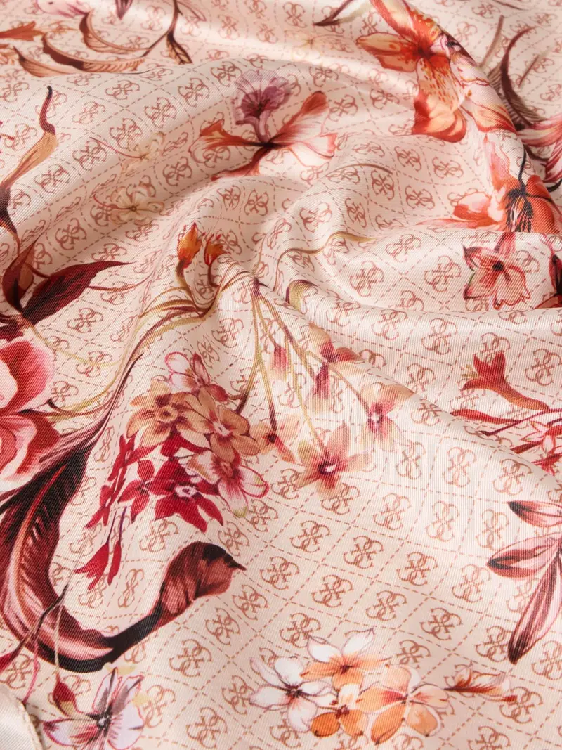 Foulard beige / marrone chiaro / mandarino / rosso rubino miniatura 2