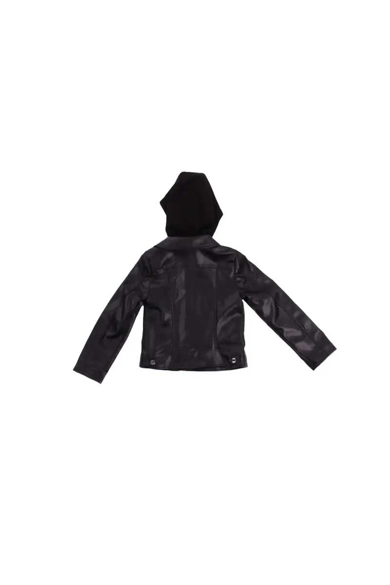 Giacca Bambina GUESS Jet black Pu hooded ls jacket w/zip miniatura 2