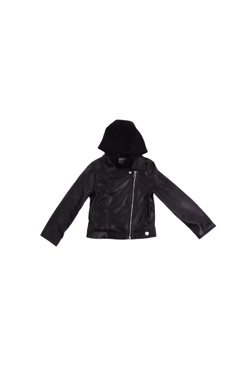 Giacca Bambina GUESS Jet black Pu hooded ls jacket w/zip