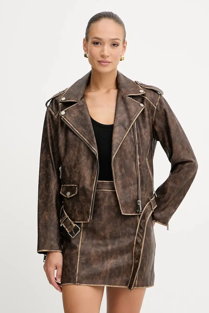 giacca da motociclista CHARLENE colore marrone W5YL04 WHDI0