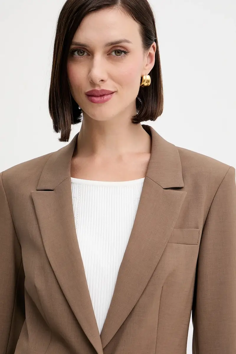 Guess Giacca donna marrone con spalline imbottite miniatura 4