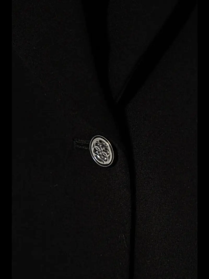 Guess giacca nera bambina in misto cotone bottone con logo miniatura 3