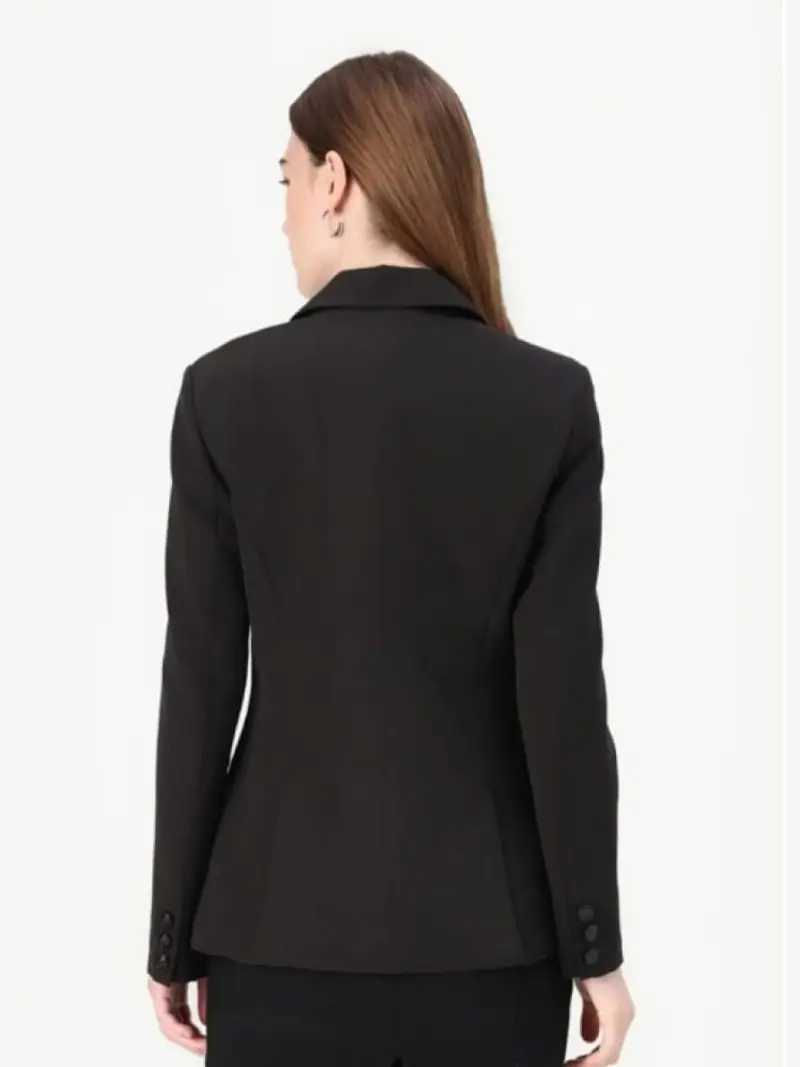 Guess giacca nera donna in misto cotone bottone con logo miniatura 2