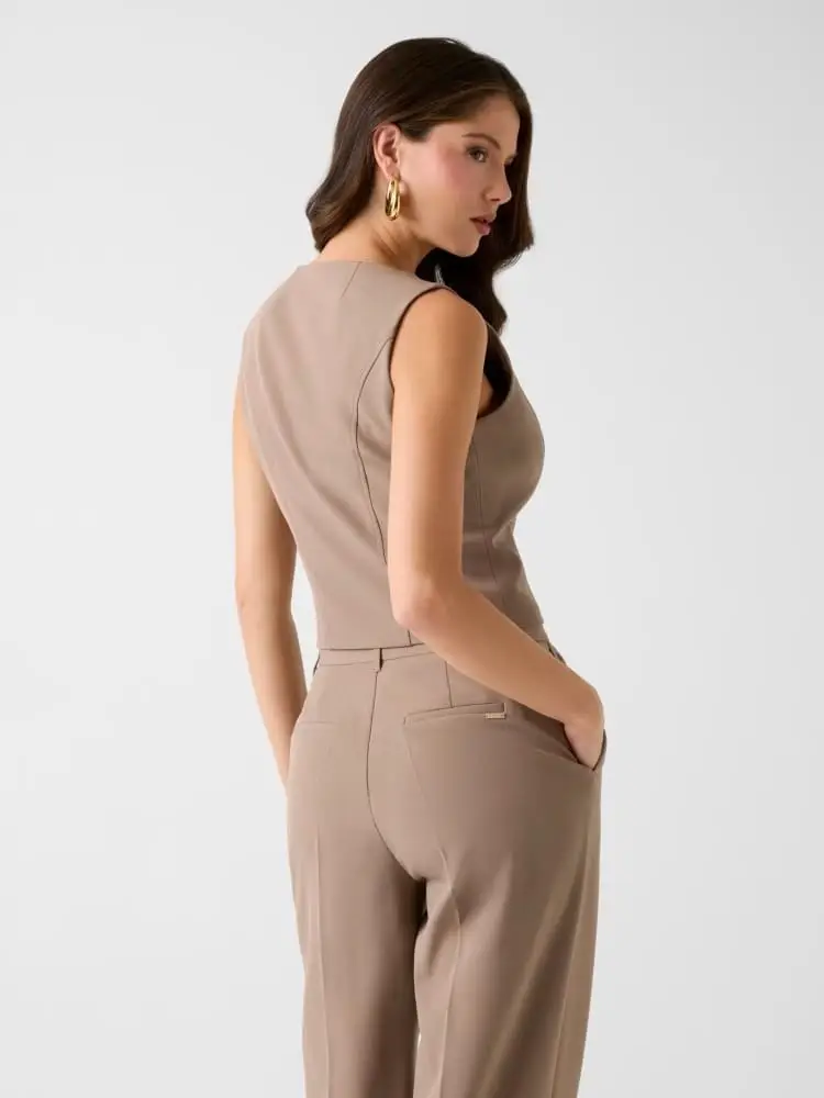 gilet beige donna con bottoni gioiello miniatura 2