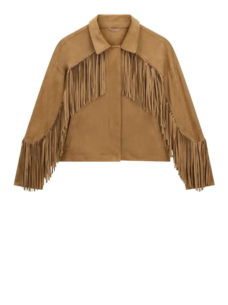 giubbino guess ibby fringe da donna - beige