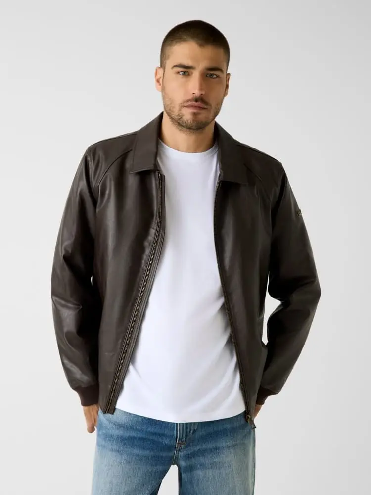 giubbotto aviatore in similpelle moro scuro