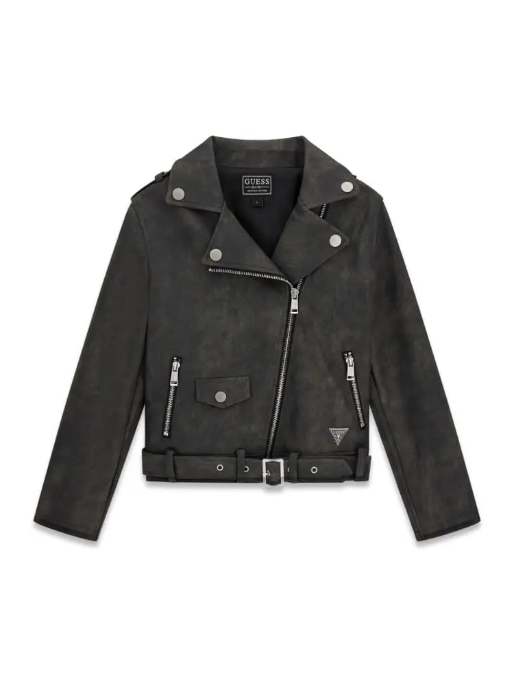 giubbotto chiodo kids/junior in ecoplelle nera