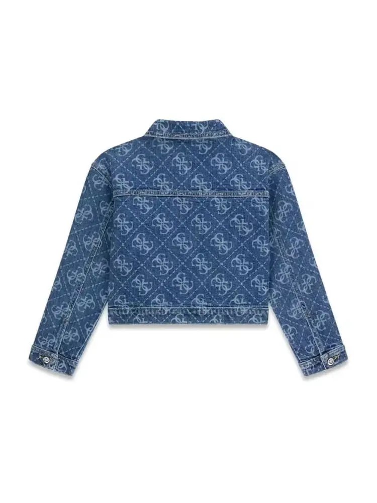 giubbotto in denim bambina logo all over miniatura 2