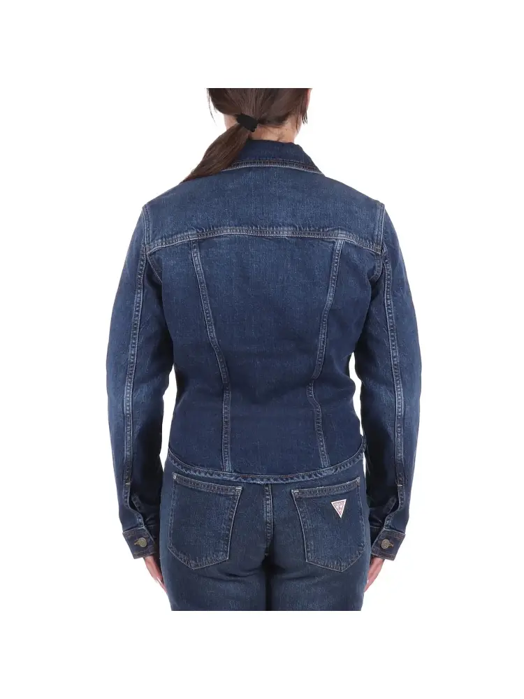 giubbotto in denim medium donna bottoni con logo miniatura 2