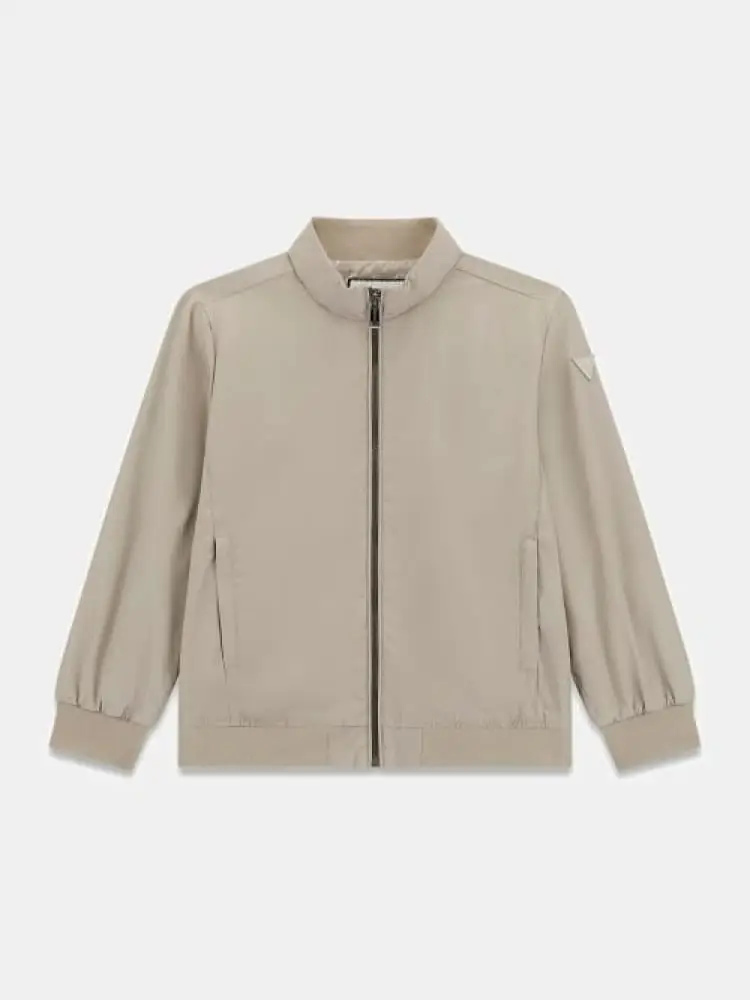 giubbotto kids/junior bomber in nylon beige con logo