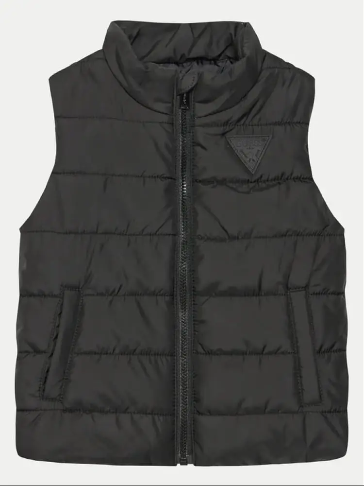 giubbotto smanicato infant/kids in nylon nero con patch logo