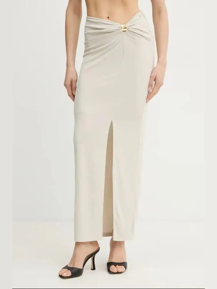 gonna beige donna lunga mini logo