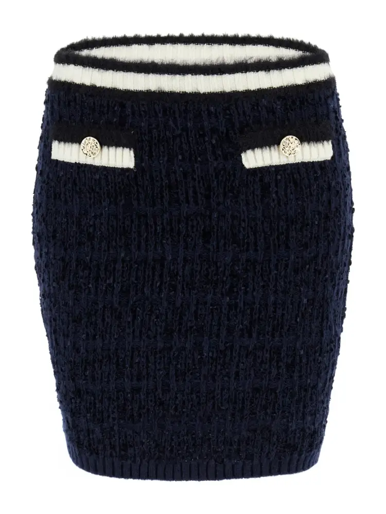 gonna blu scuro slim fit con bottoni