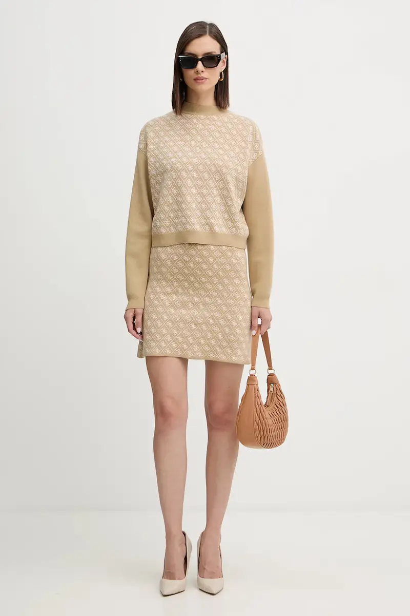 gonna con aggiunta di lana AUBREY colore beige W5BD81 Z3JD2 miniatura 2