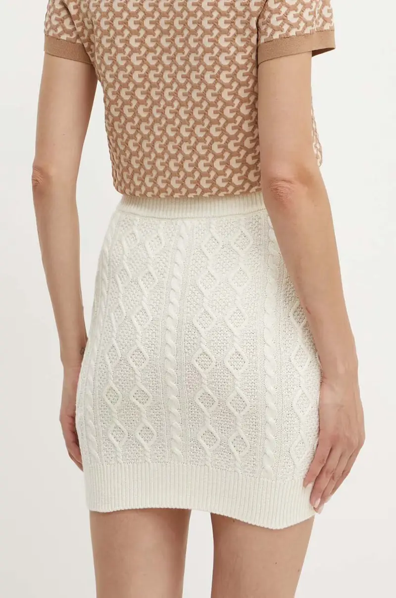 gonna con aggiunta di lana ISABELLE colore beige W4YD58 Z37L1 miniatura 3