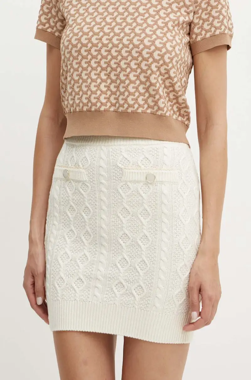 gonna con aggiunta di lana ISABELLE colore beige W4YD58 Z37L1