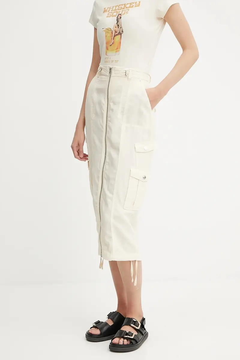 gonna con aggiunta di lino CASEY colore beige W5GD1H WG8N0