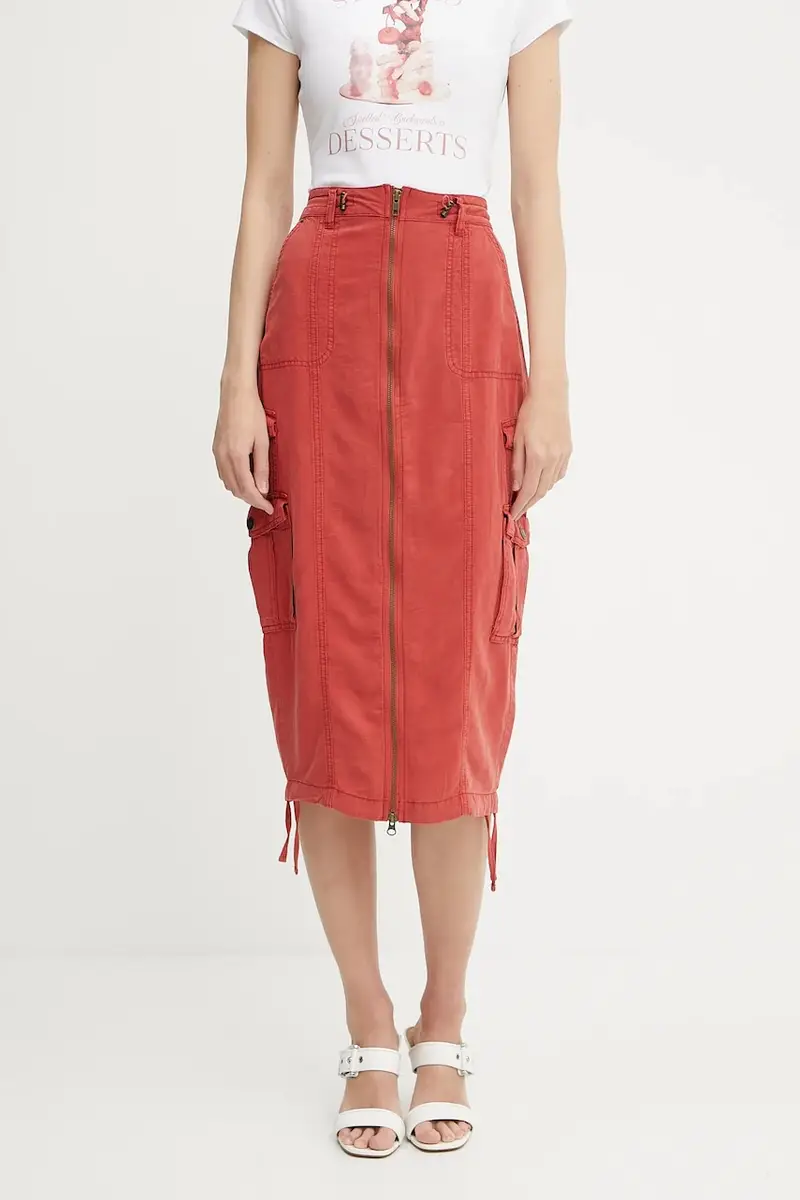 gonna con aggiunta di lino CASEY colore rosso W5GD1H WG8N0