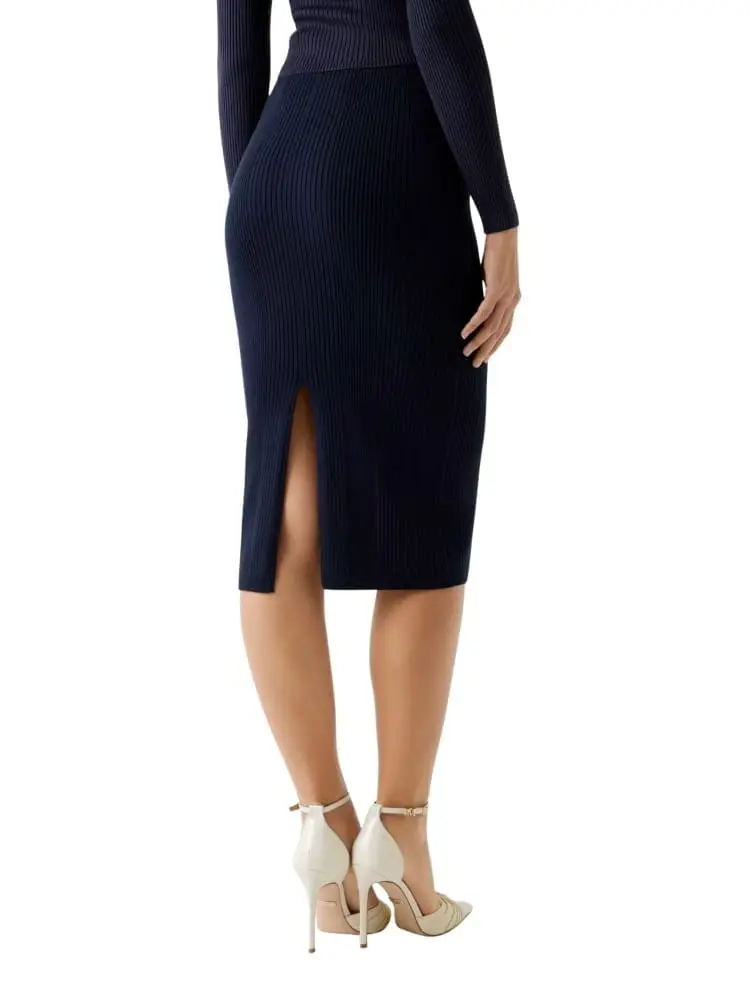 gonna donna a tubino in viscosa blu miniatura 3