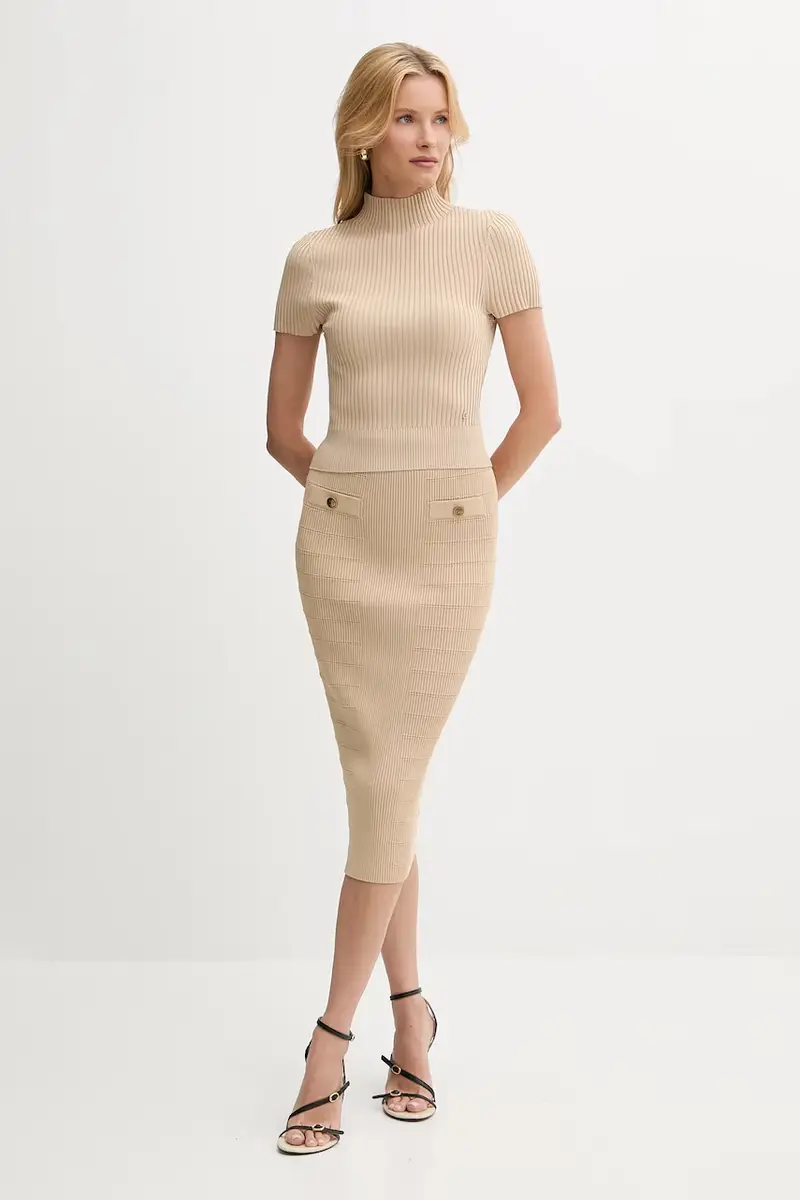 gonna EVANGELINE colore beige W5YD66 Z0130 miniatura 2