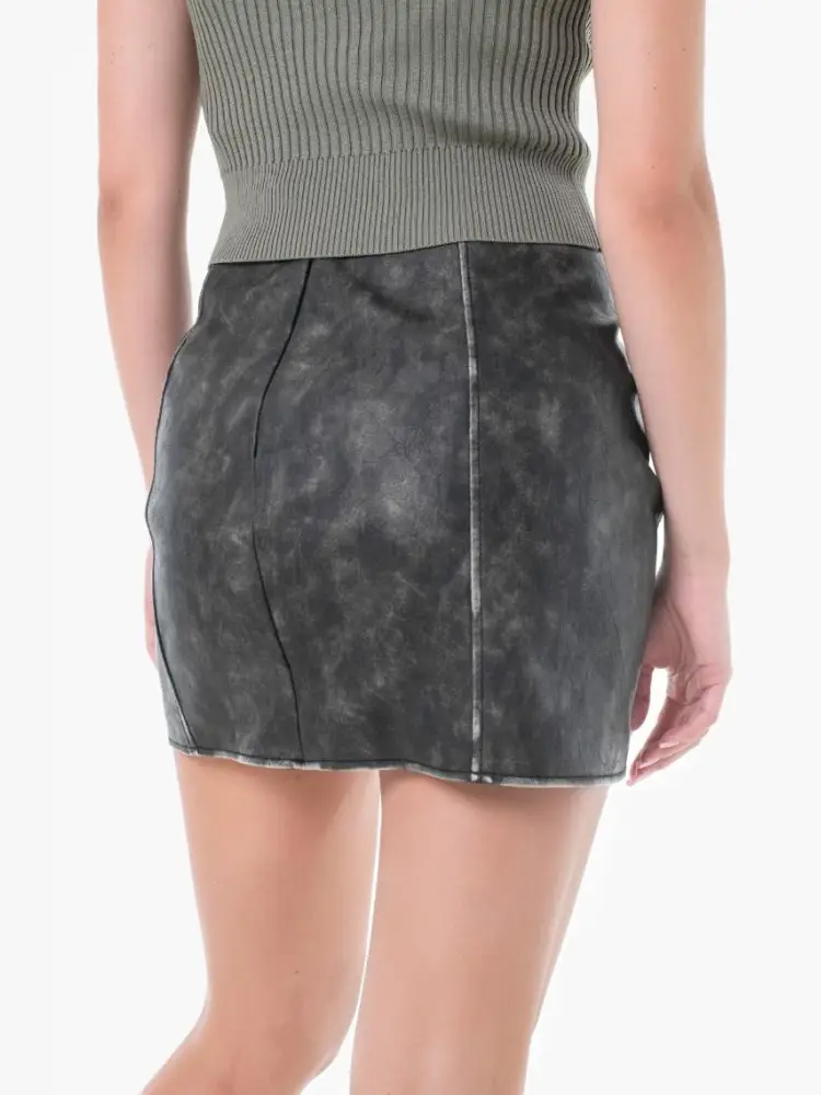 gonna grigio scuro donna in ecopelle sfumata miniatura 2