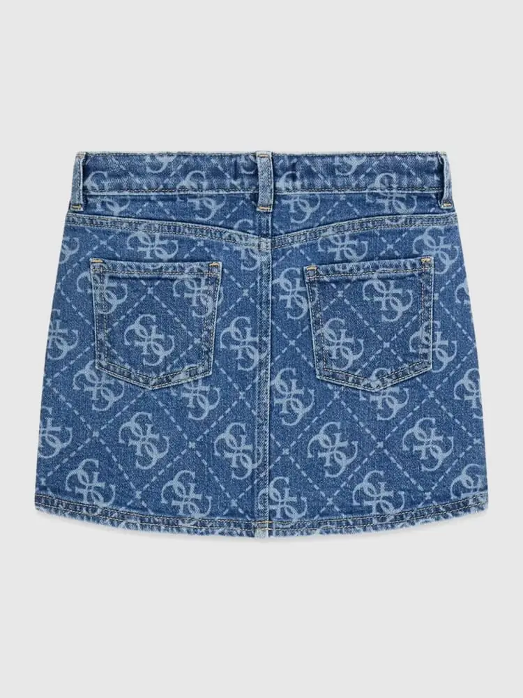 gonna in denim bambina logo all over miniatura 2