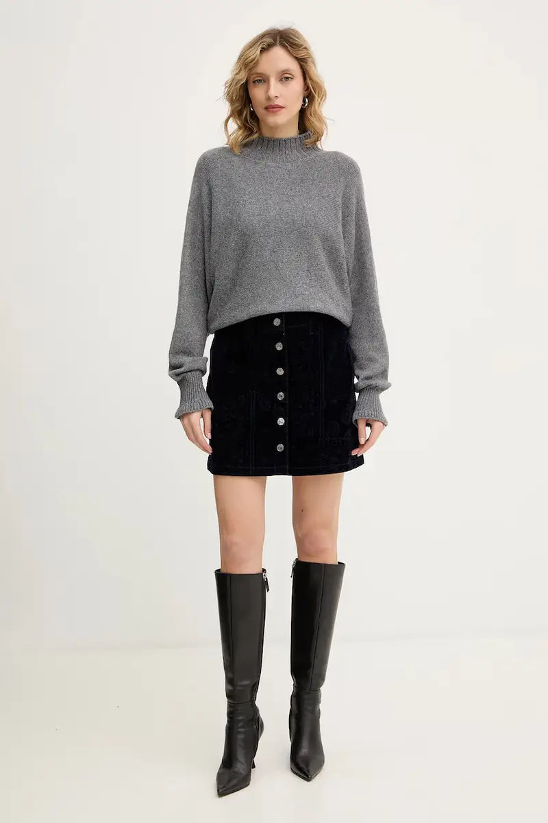 gonna in velluto SERENA Blu navy miniatura 2