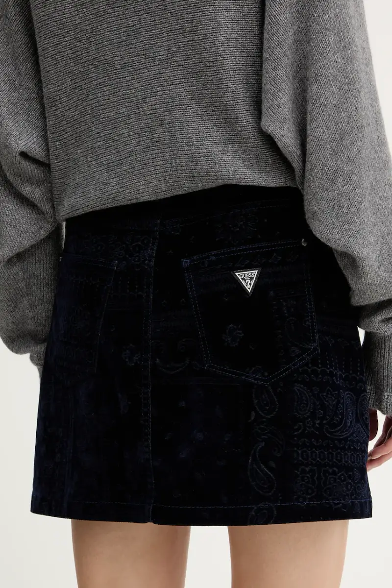 gonna in velluto SERENA Blu navy miniatura 3