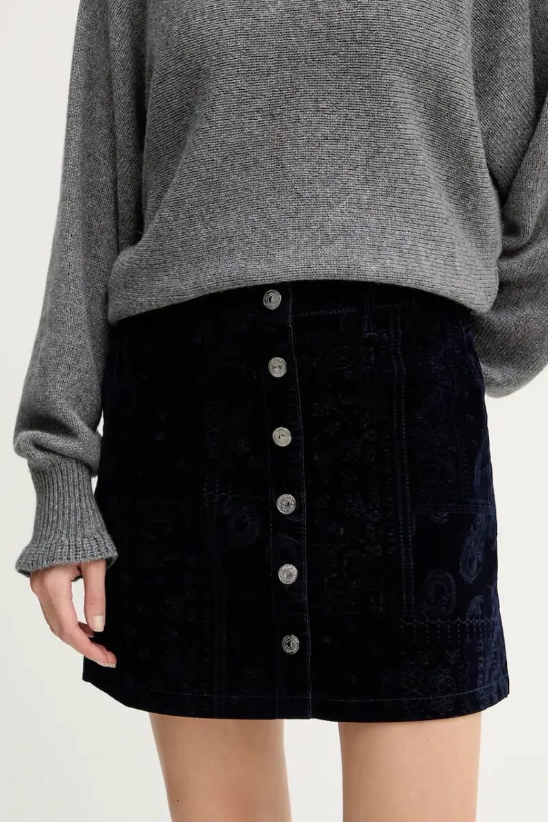 gonna in velluto SERENA Blu navy