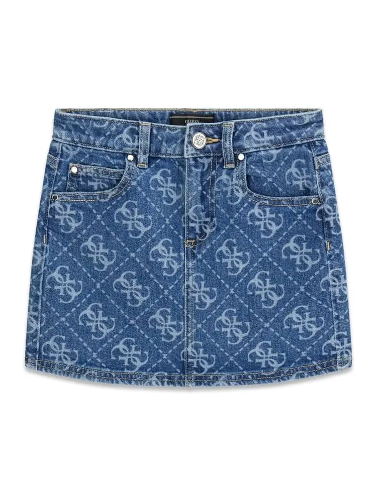 gonna kids/junior in denim blu con monogram all over