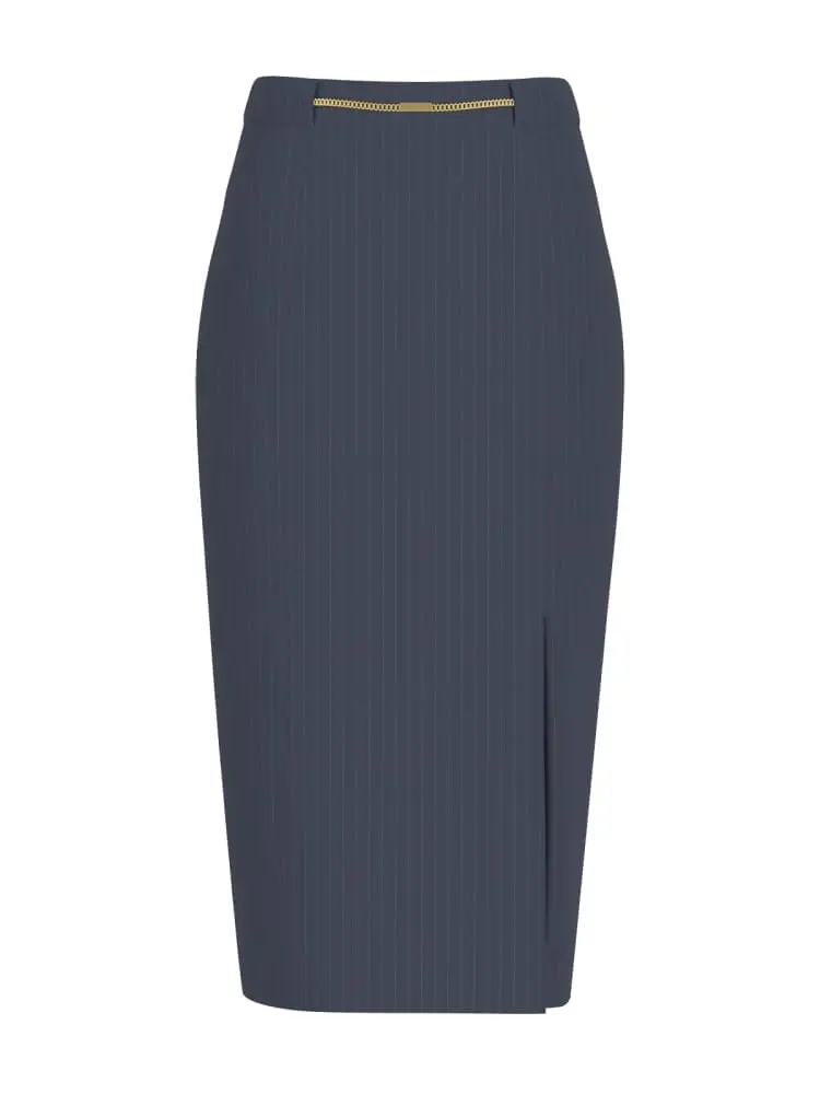 gonna longuette nicla gessato blu