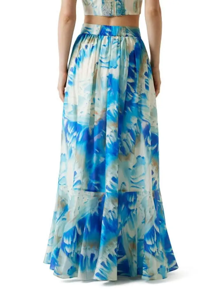 gonna lunga in lyocell stampa farfalle miniatura 2