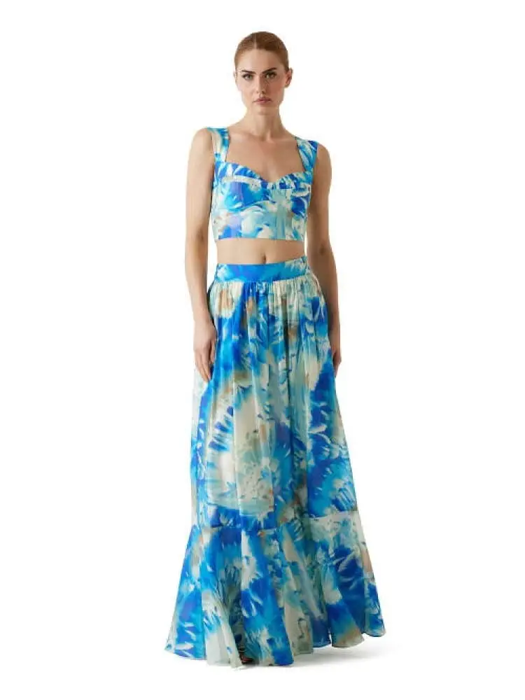 gonna lunga in lyocell stampa farfalle miniatura 3