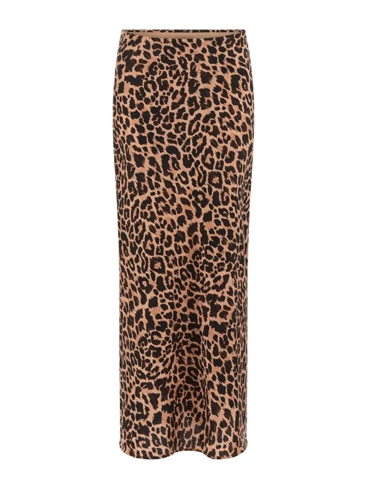 gonna lunga leopardata beige e marrone